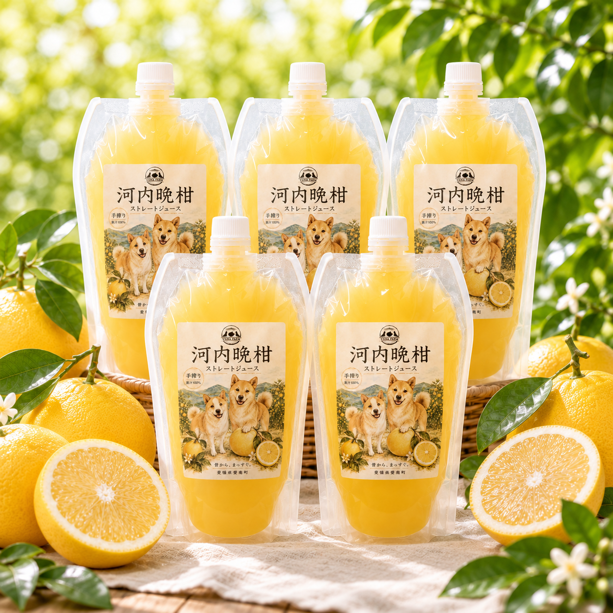 手絞り河内晩柑ストレートジュース 580ml×5本
